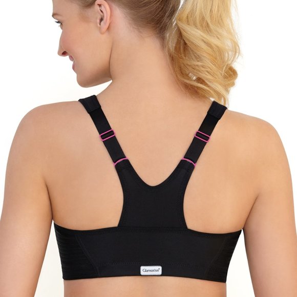 Set of 3! 38B Glamorise SPORT Bra (HIGH-IMPACT) Black (RACERBACK) T-Back Zip NEW - Picture 9 of 16